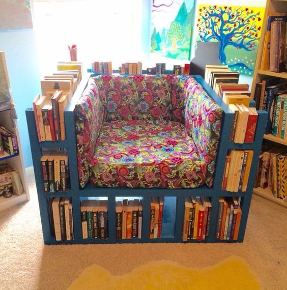 Armchair With Surrounding Bookshelf